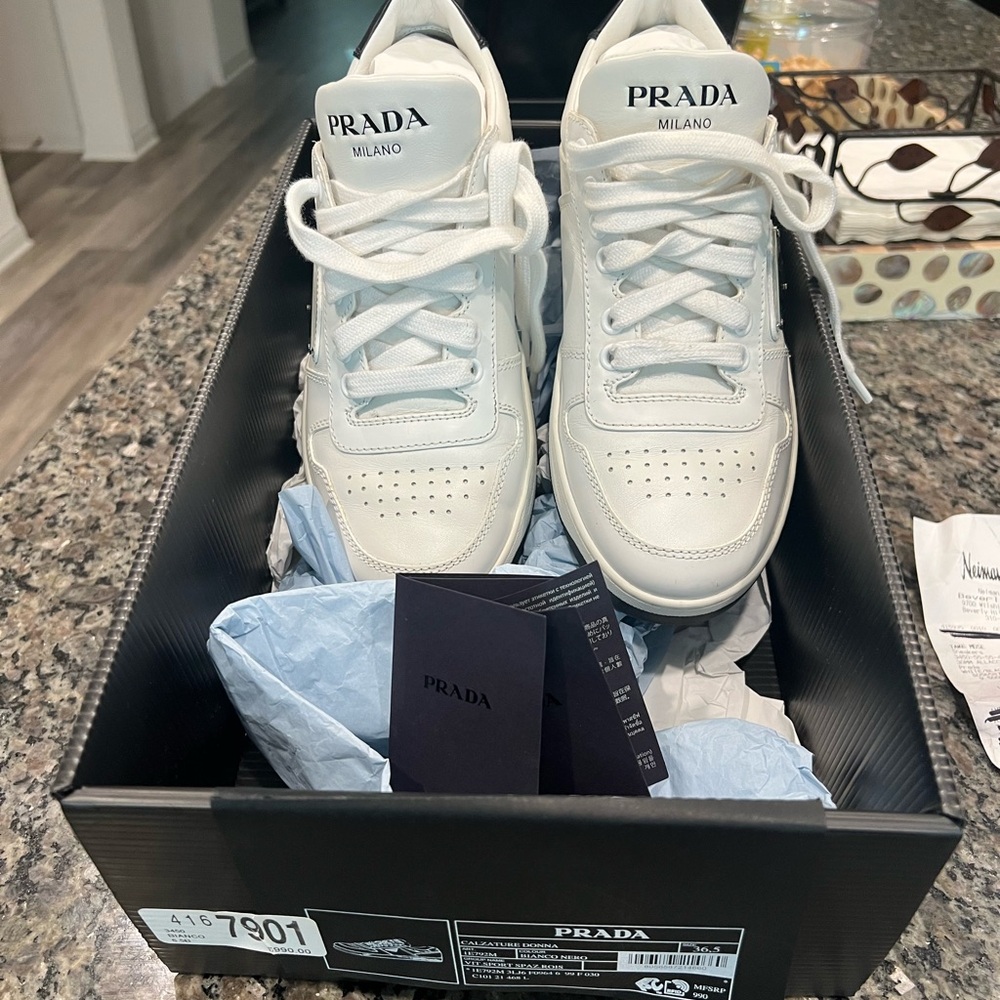 Prada White Sneakers Luxurious Minimalist Design